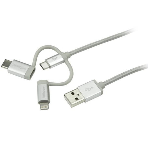 StarTech 3FT 3IN1 CHARGER CABLE LIGHTNING USB-C MICRO-B